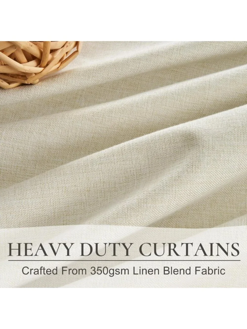 Cozy Cream Thick Linen Blackout Curtains 84